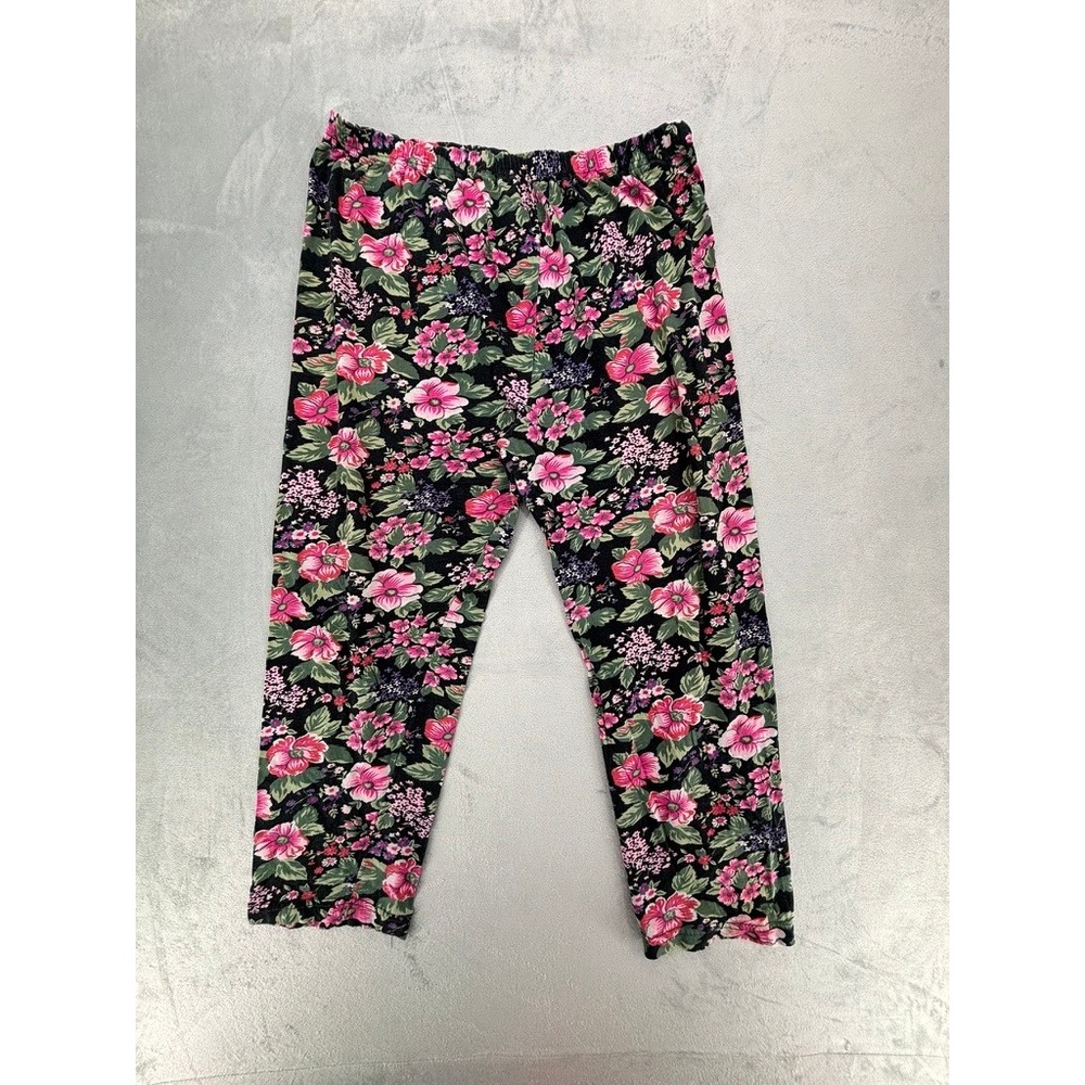 Victoria's Secret Gold Label Vintage Lounge Leggings Womens Large Black Floral